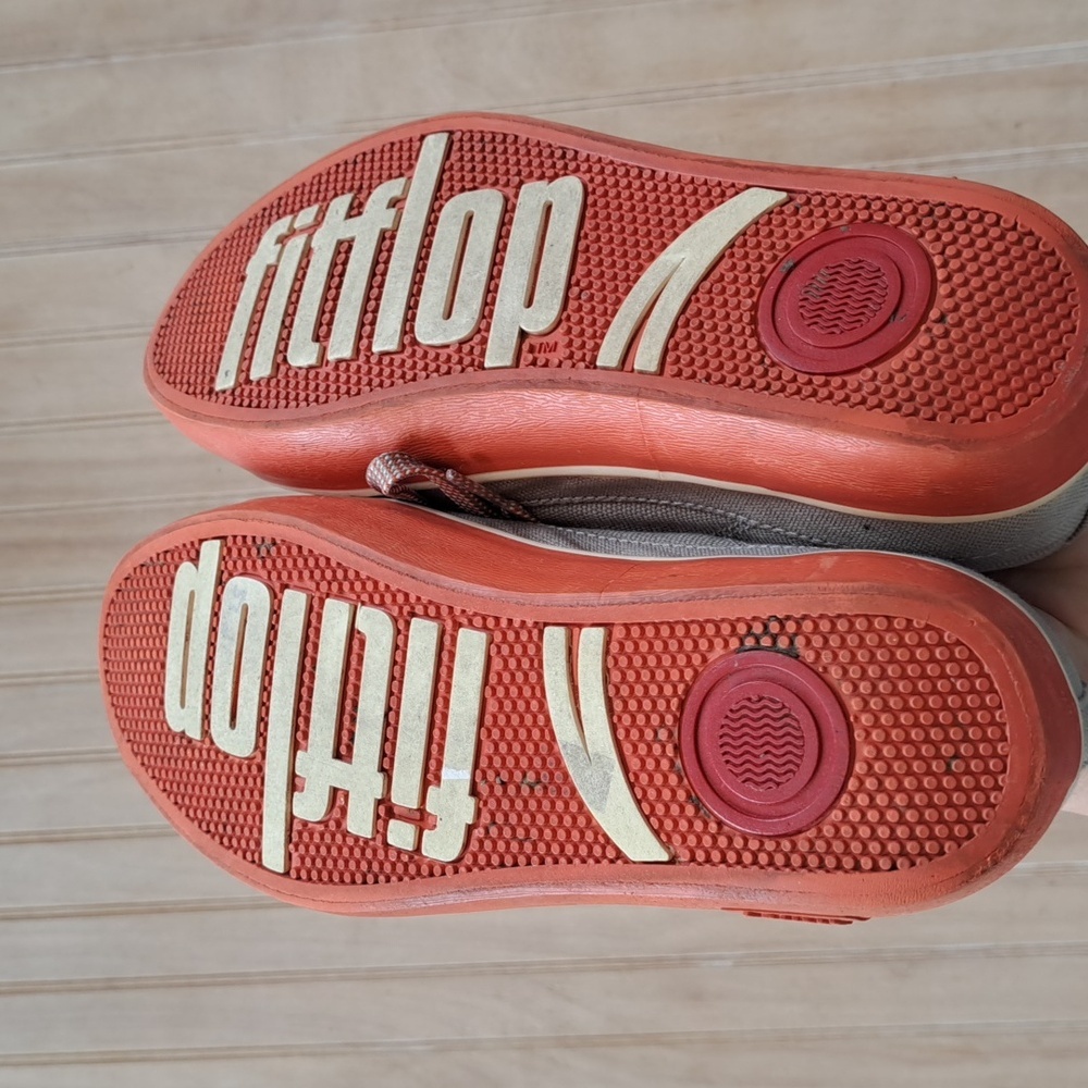 FitFlop Canvas Lace-Up Style 184-068 Gray/Coral Comfy Causal Sneakers - Picture 8 of 11